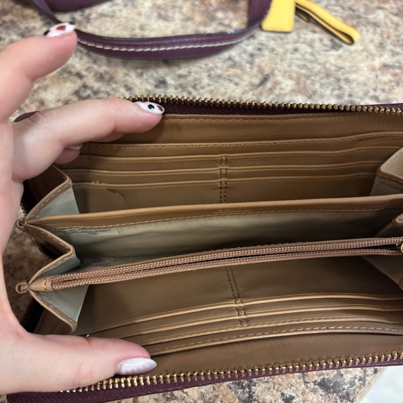 Coach Burgundy and Tan Signature Wallet - Picture 2 of 2
